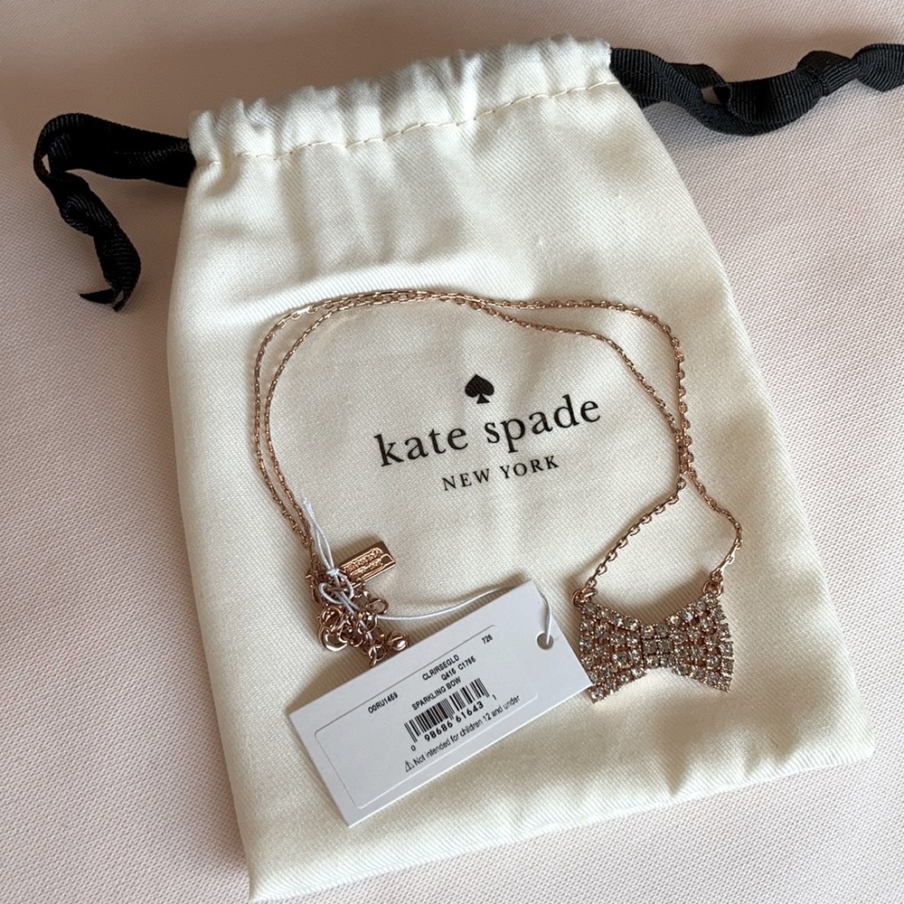 Kate Spade Bow Necklace w/ Dust Bag - Rose gold